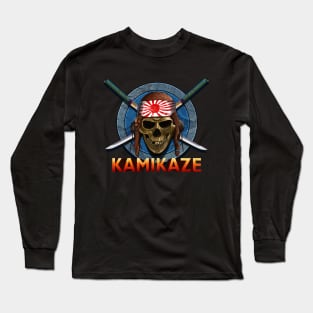 KAMIKAZE FIGHTER PILOT SKULL Long Sleeve T-Shirt
